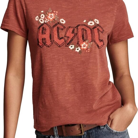 Lucky Brand ACDC High-Voltage Floral‎ Graphic Tee SZ S NWT - Picture 1 of 8